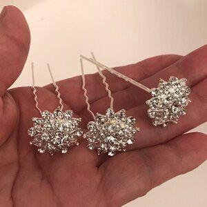 New__ Set of 3 __ Rhinestone U-shape Hair Pins__ 2 cm